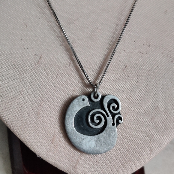 Vintage Sweden Artist R.Tennesmed Bird Necklace Pewter MCM - Picture 11 of 13